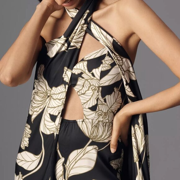 Sold Out Rare Anthropologie Hutch Pavy Tie Halter Wide-Leg Jumpsuit Size 14 NWT - Picture 5 of 9